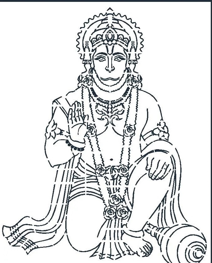 Hanuman With Gada Dxf File Download - shopdxf.com